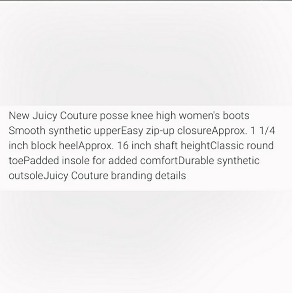 JUICY COUTURE BLACK FAUX LEATHER HIGH BOOTS NWOT SIZE 8 - Picture 5 of 6